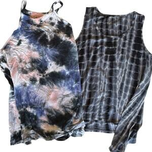 Womens Tank Top Bundle Size 1X Soft Tie Dye Hippie Colorful Summer Boho Art